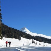 sausbeerwald dahinter knieberg winter wanderer nahe nemesalm