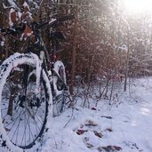 Montiggler Wald Mountainbike im Schnee