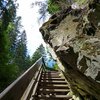 Bald sind wir durch: Nach dieser Treppe folgt der letzte Abschnitt des Weges. Weniger aufregend, den rauschenden Bach entlang, der zunehmend zahmer zu werden scheint. Foto: AT, &copy; Peer