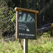 naturpark drei zinnen schild