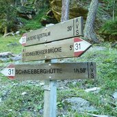 wanderwege wegweiser bei schneeberger bruecke rabenstein passeier