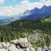 Labyrinthsteig Latemar Aussicht auf Rosengarten