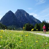 radweg hoehlensteintal bei wiesen landro kapelle dahinter monte cristallo