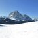 aussicht von juac huette auf langkofelgruppe winter