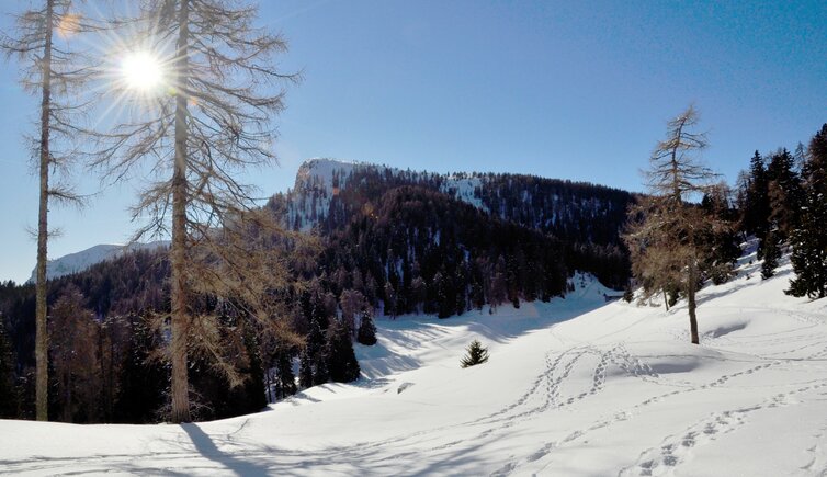 Ueberetscherhuette Spuren im Schnee komplett