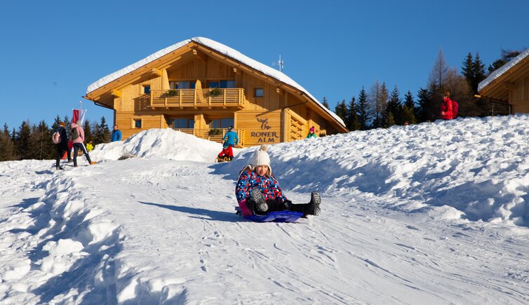 roner alm schlitten rodeln piste person